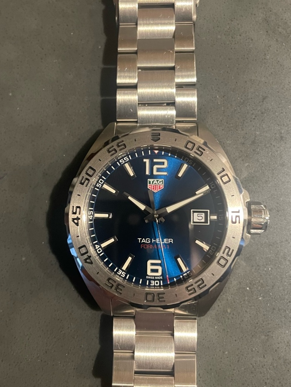 Tag Heuer Stainless Steel Watch with Blue Sunburst Dial - Formula 1